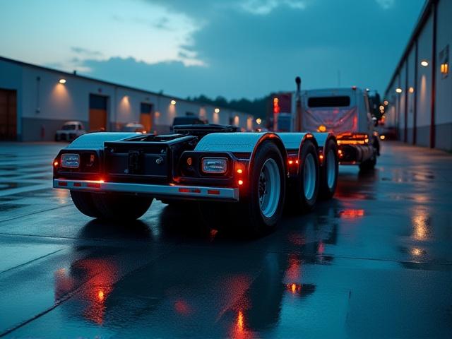 Removable Gooseneck RGN trailer for heavy equipment hauling.