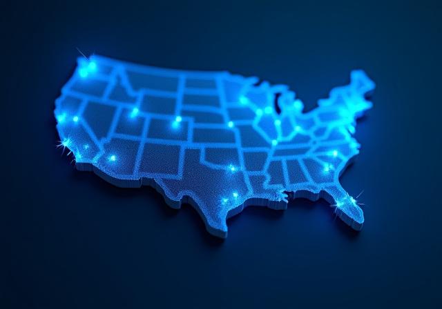 USA Map highlighting TERVO Trucking routes from Michigan
